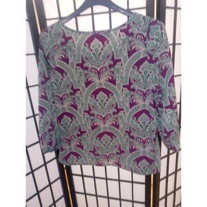 Peaches N Cream Top Multicolored Size Small Paisley 3/4 Sleeve Pullover Blouse